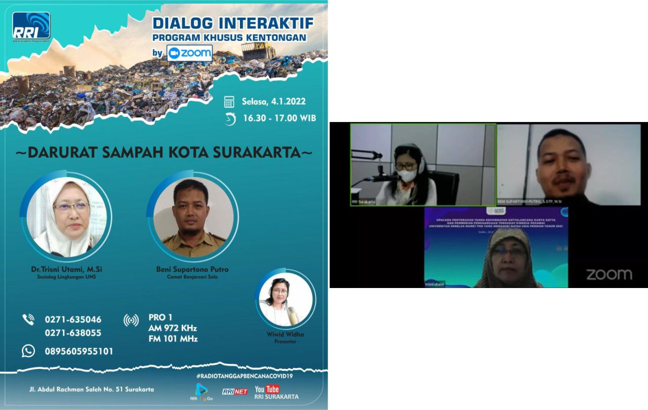 Sosiolog Lingkungan FISIP UNS, Dr. Trisni Utami, M.Si Bahas Kondisi Darurat Sampah Kota Surakarta di Dialog Interaktif RRI Solo